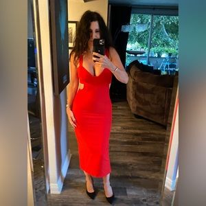 NWT - Red Zara Strappy Cut Out Dress  Size Small